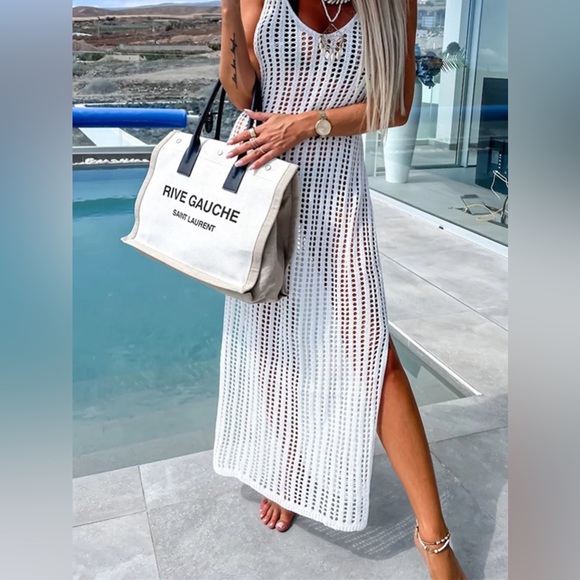 Openwork Slit Cutout Wide Strap Dress - Picture 13 of 16